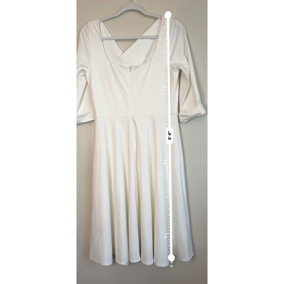 Black Halo cream knee length Jackie O Swing Dress size 10 - Picture 7 of 12
